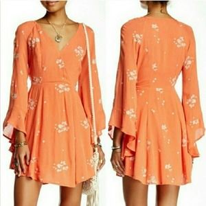 FREE PEOPLE Jasmine Embroidered Peach Mini Dress 4